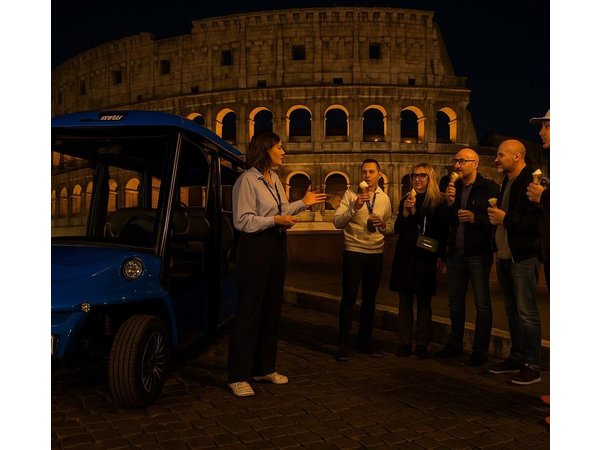Night tour in Rome by Golf Cart with Prosecco Gelato and Gift