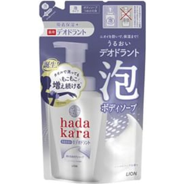 LION - Hadakara Medicated Deodorant Foam Body Soap Herbal Soap 440ml Refill