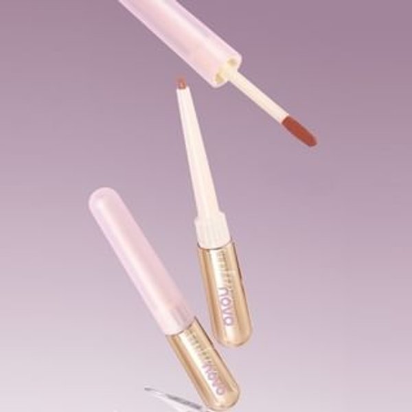 NOVO - Mist Kiss Dual-Ended Lip Gloss & Lip Liner - 6 Colors 215# Apricot Orange Milk Tea (260mg & 1.8g)
