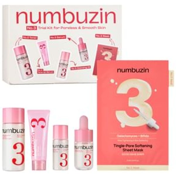 numbuzin - No.3 Trial Kit for Poreless & Smooth Skin - Coffret découverte peau lisse zéro pore