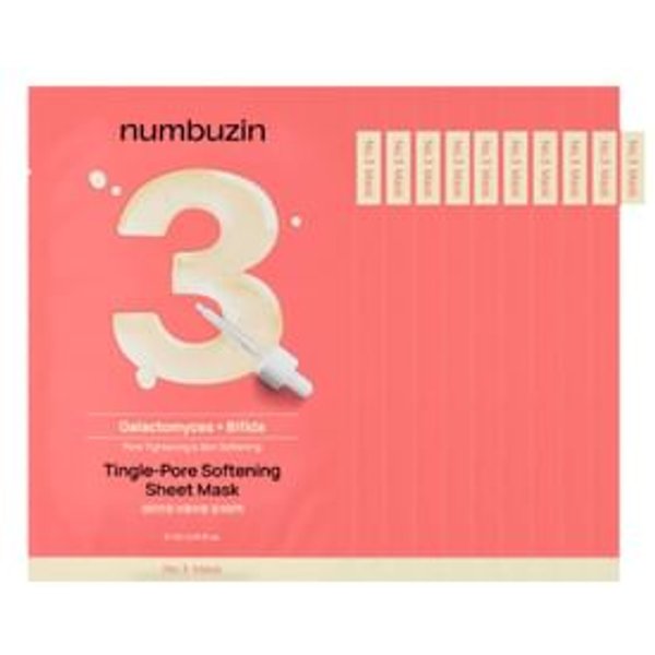 numbuzin - No. 3 Tingle-Pore Softening Sheet Mask Set 10 sheets 2025 Version - 27ml x 10 sheets