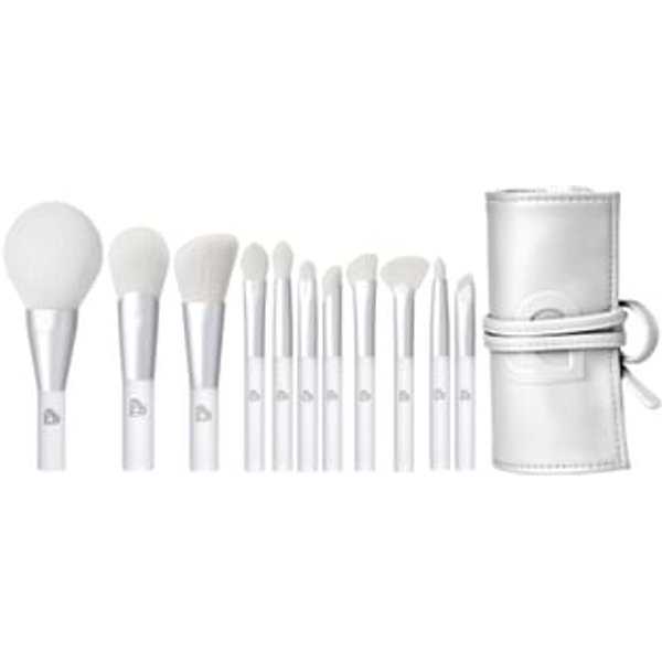 BLJ - Mini Make Up Brush Pouch Set - Silver #Snow Spirit - 11pcs