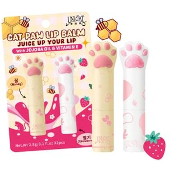 UNICAT - Cat Paw Lip Balm Set Honey + Strawberry 1 set