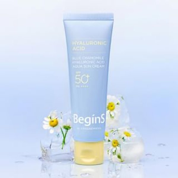 JUNG SAEM MOOL - BeginS Blue Chamomile Hyaluronic Acid Aqua Sun Cream - Crème solaire chimique vegan