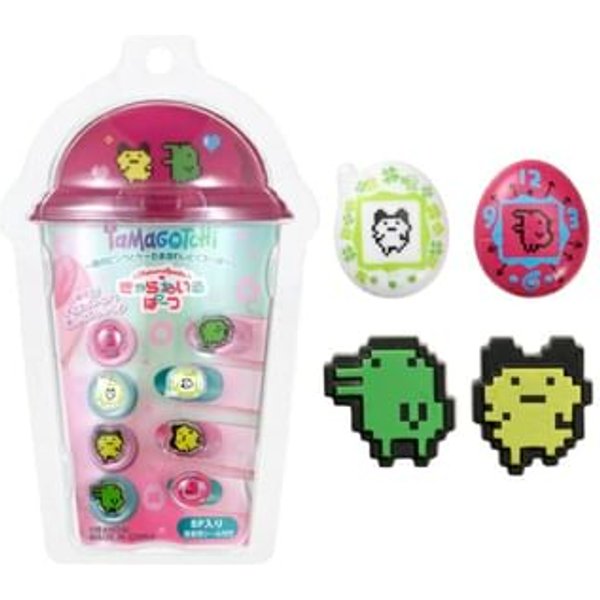 Bandai - Tamagotchi Character Original Pink & White Tamagotchi & Clover Nail Art Parts 4 pcs x 2