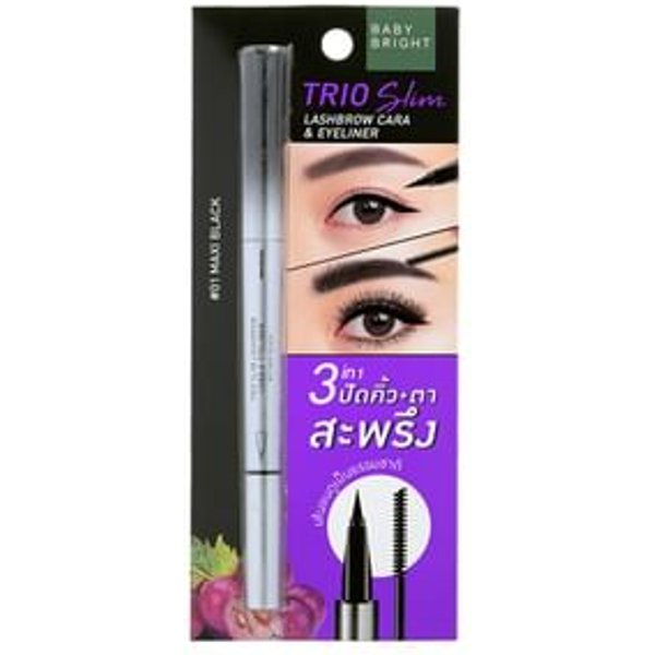 Baby Bright - Trio Slim Lashbrow Cara & Eyeliner 01 Maxi Black