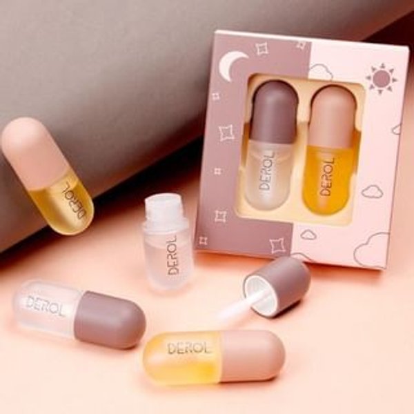DEROL - Set of 2: Day and Night Lip Plumper Oil Set #DR888 Set - 5.5ml x 2