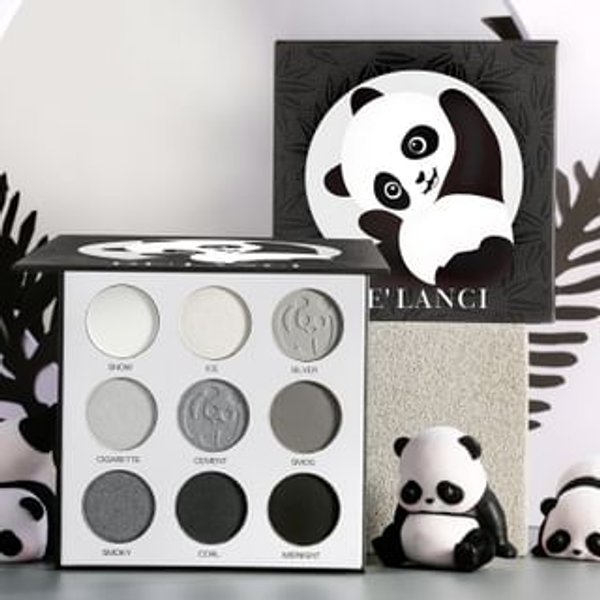 DE'LANCI - 9 Colors Black Smoky Eyeshadow Palette #Panda Palette - 20g