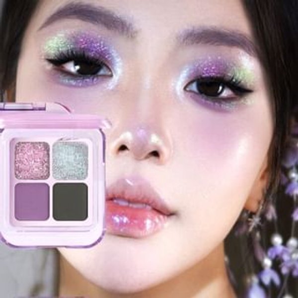GELLA'S - 4 Colors Chameleon Eyeshadow Palette - Cool Smokey Purple #M04 Cool Smoke Purple - 5.8g