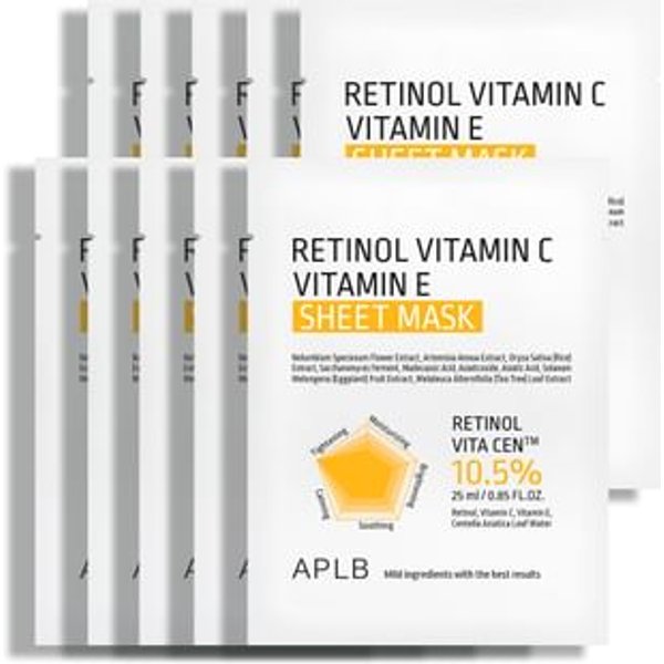 APLB - Retinol Vitamin C Vitamin E Sheet Mask Set - Lot de masques en tissu