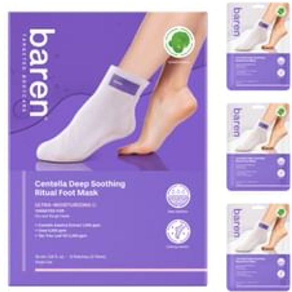 baren - Centella Deep Soothing Ritual Foot Mask - Chaussons-masques apaisants à la centella - 3 paires