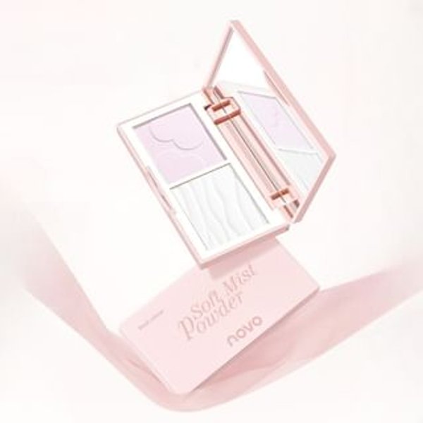 NOVO - Dual-Color Multi-Effect Soft Mist Pressed Powder - 3 Colors 02# Light Pink (4g + 4g)