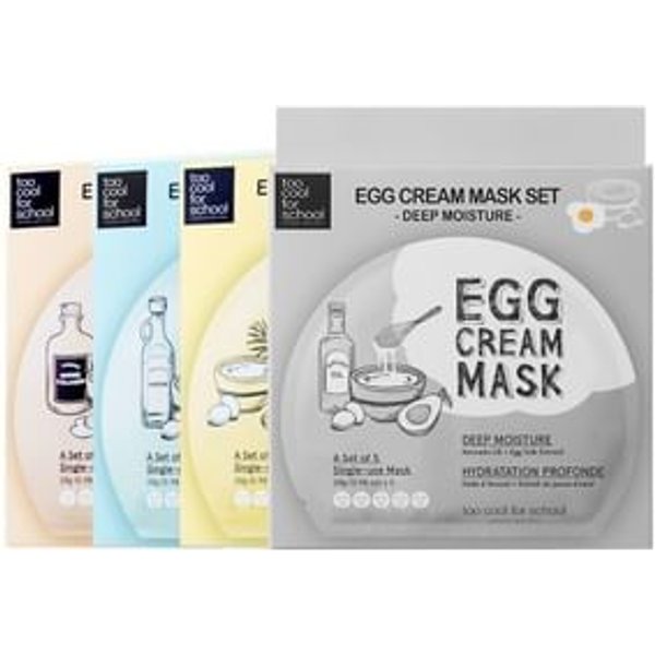 too cool for school - Set de Mascarillas Faciales Egg Cream Mask Set - 4 Tipos