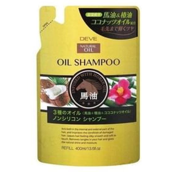 KUMANO COSME - Deve 3 Natural Oil Oil Shampoo Refill Horse / Camellia / Coconut Oil - 400ml