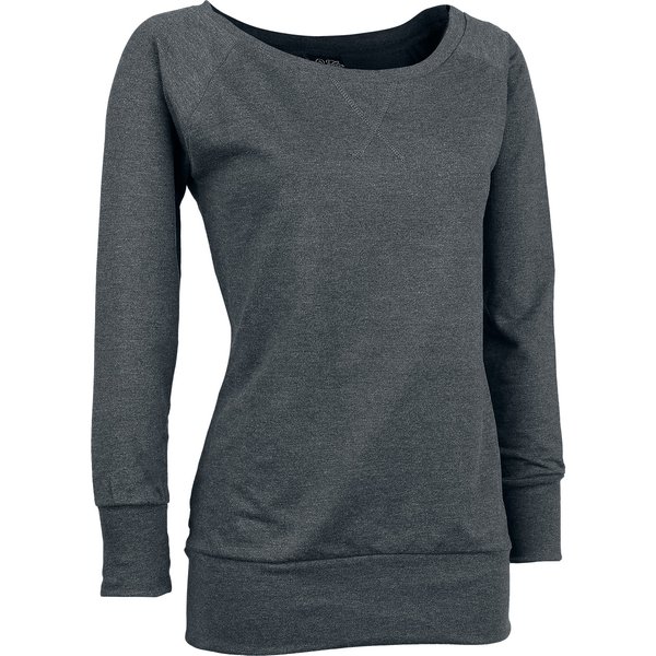 Urban Classics Sweatshirts - Ladies Boat Neck Sweater - S tot 3XL - voor Vrouwen - charcoal
