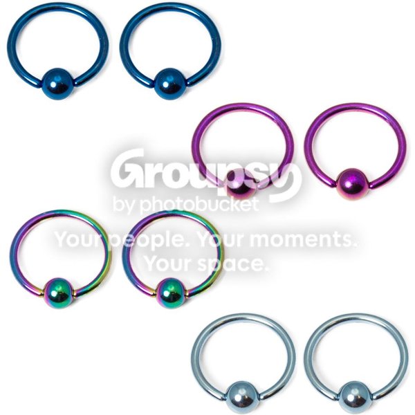 16 Gauge Anodized Titanium Captive Bead Ring - Sold in Pairs - T16-Captive