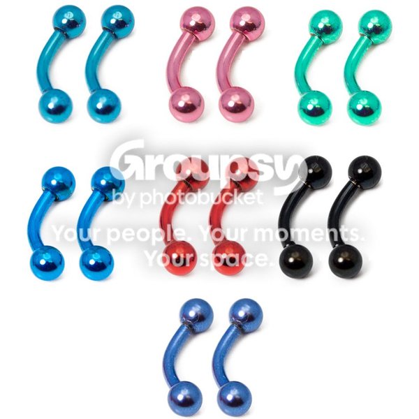 Curved Barbells Micro Size 16G-1/4"(6MM) w/3mm Ball fits Eyebrow Rook Tragus - Sold in Pairs