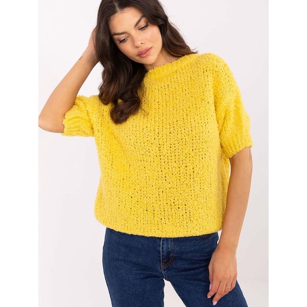 Short sleeve sweater model 207600 Italy Moda - ONE-SIZE-FITS-ALL - Yellow