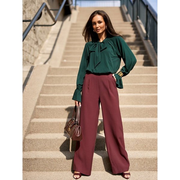 Women trousers model 216488 Roco Fashion - 42 - Red