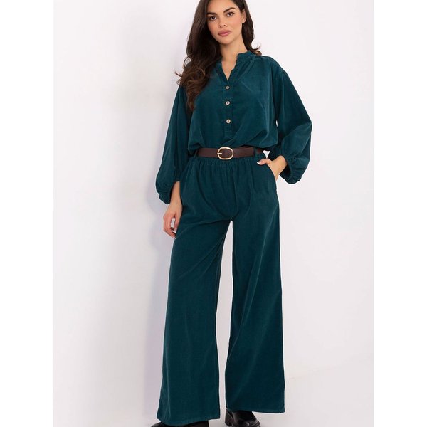 corduroy trousers model 220284 Italy Moda - ONE-SIZE-FITS-ALL - Green