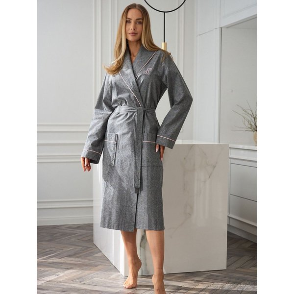 Bathrobe model 221712 L&L collection - S - Grey