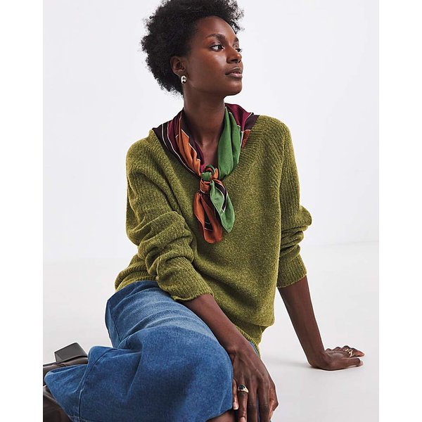 Sponge Slouch V Neck Tunic Dark Olive - JD Williams - Size: 24/26