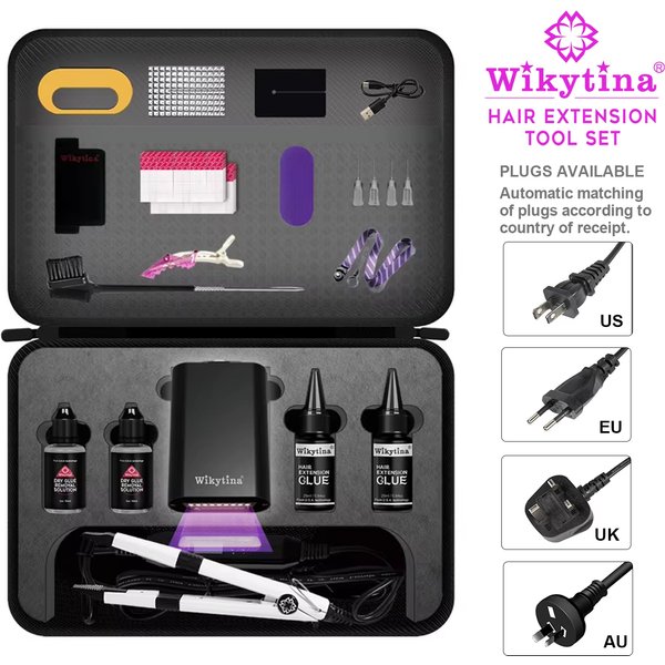 Kit Complet d'Extensions Capillaires UV 2025 Original avec Colle UV Longue Durée et Machine de Retrait - Outils de Coiffure Professionnels pour Salon