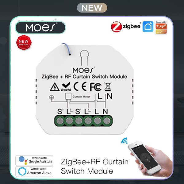 MOES ZigBee Smart Jalousien-Schaltermodul DIY RF433 Motorisierter Rolladen-Controller Tuya Smart Life 2MQTT Alexa Google Home Steuerung