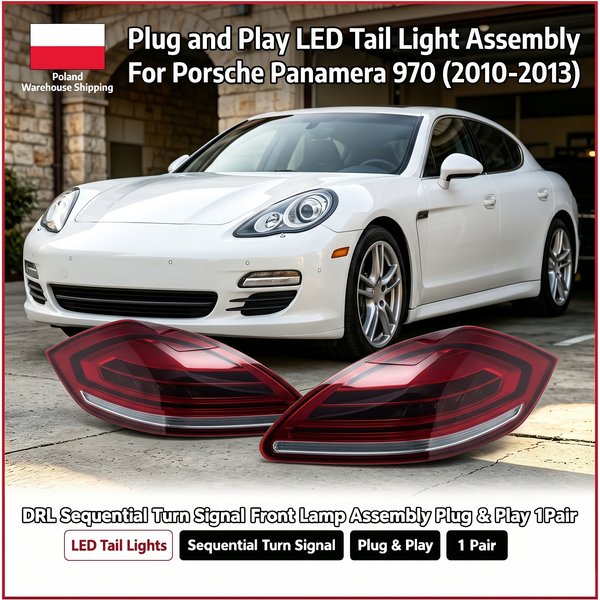 1 Paar Plug & Play LED-Rückleuchten-Set für Porsche Panamera 970 970.1 2010-2013 S GTS Turbo, sequenzieller Blinker, Rückbremsleuchte, Auto-Ersatzteil, Tuning-Zubehör