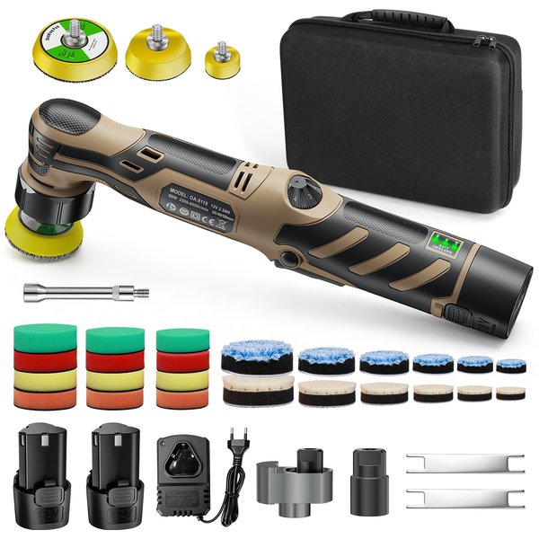 Polisseuse de voiture sans fil 12V mini, machine de polissage sans fil pour voiture, kit de tampons de 1/1,5/3 pouces pour le cirage automobile