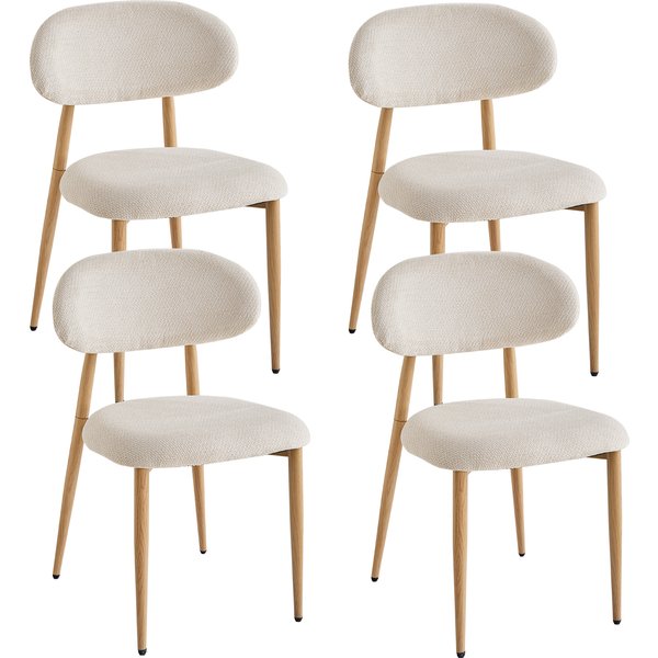 EGOONM 2/4/6 chaises de salle à manger de style nordique, revêtement en tissu de lin doux, pieds en bois massif, pour la cuisine et la salle à manger