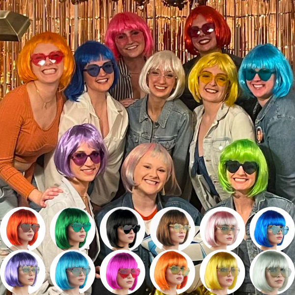 Perruques de cheveux Bobo courtes colorées néon, perruque de Costume de fête amusante pour personnes, utilisation de fête, coupe de cheveux Bob, postiche de couleur vive