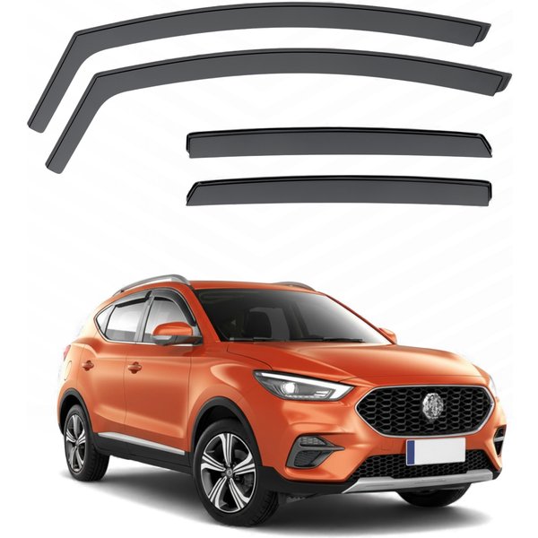 Deflektoren Kompatibel mit Mg Zs | 2021-2024 (SUV + EV) Front- und Heckscheiben-Windabweiser, getönt, Schwarz, 4 Einheiten