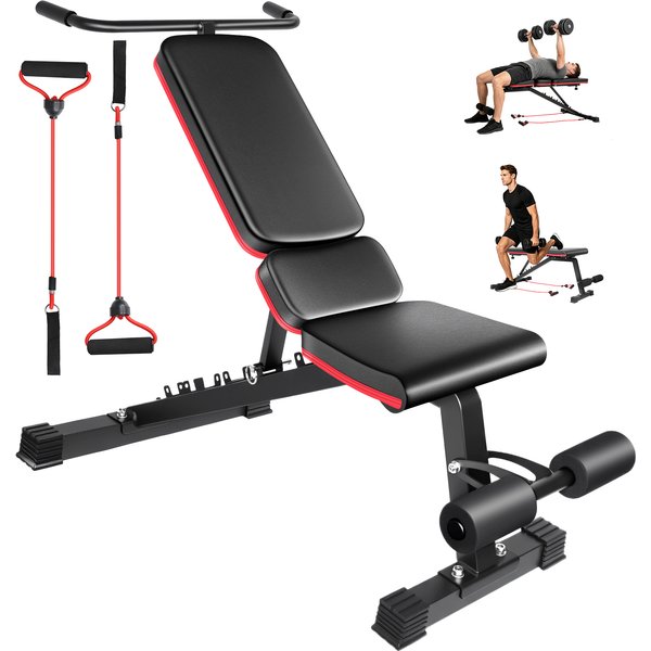 Verstellbare Hantelbank 120KG Hochbelastbare Gewichtsbank mit 7-fach verstellbarer Rückenlehne Multifunktionales Heimfitness-Gerät