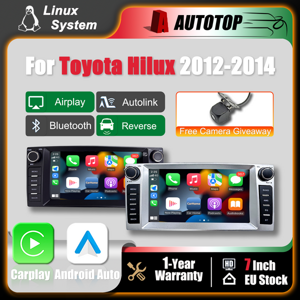 7 Inch Linux System Multimedia Screen Wireless CarPlay Android Auto For Toyota Hilux 2012 2013 2014 Car Radio Bluetooth GPS Navi DSP Touch Screen Reverse Camera