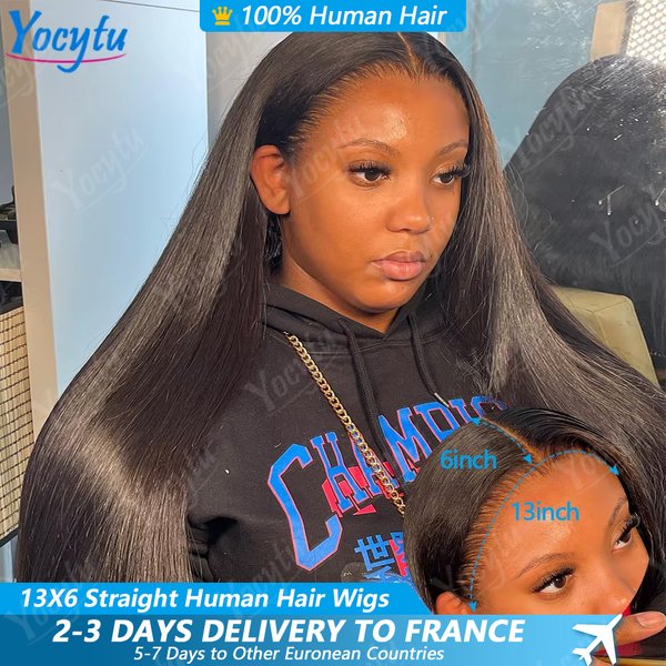 28 30 Pouces Perruques Cheveux Humains YOCYTU 13X6 lisse Perruque Peruvian Haut Qualité Pour Femme HD Transparent Lace Front Wigs Human Hair Perruque Cheveux Humains Livraison 3 Jours France