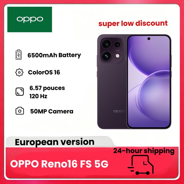 OPPO Reno16 FS 5G Entsperrtes Smartphone, 8+512GB, 50MP Ultraweitwinkel-Selfie-Kamera, 4K-Video mit Auto-Tracking, 6,57" 120Hz-Display, IP69K, (ohne Ladegerät)