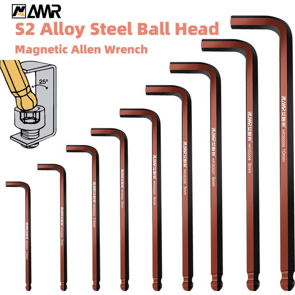 1PC Hex Key Magnetic Ball End S2 Steel With T-Handle Hex Key 1.5MM-10MM Allen Wrench