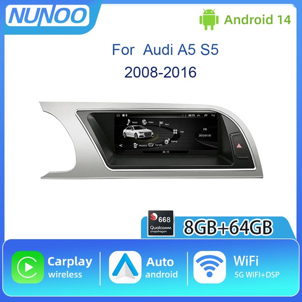 Kabelloses Carplay Android Auto Multimedia-Display für Audi A5 S5 2009-2016 Smart Systems Navigation Android 14 Autoradio
