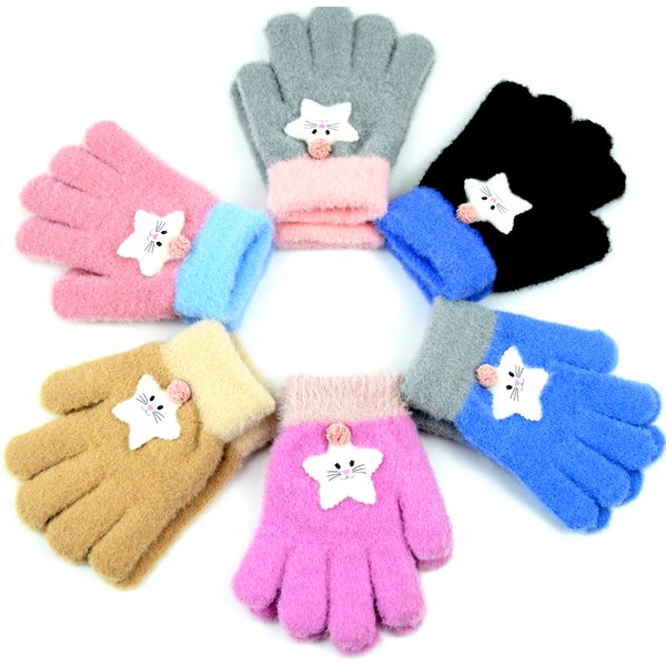 Tout nouveau enfant enfants bébé filles garçons hiver gants tricotés dessin animé mitaines chaudes tout-petits en plein air dessin animé chats gants mignons
