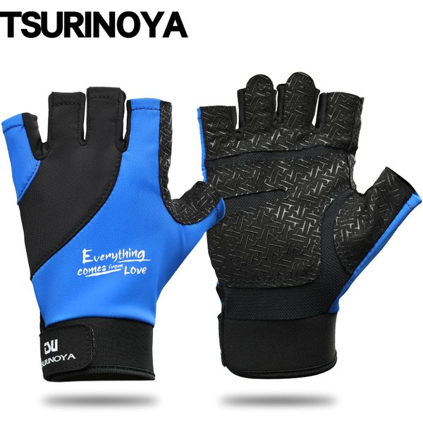 TSURINOYA Summer Half Finger Gloves Outdoor Sport Fishing Gloves Quick Dry Breathable Sun Protection Anti-slip Thin Gloves
