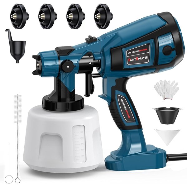 Elektryczny pistolet do malowania, pojemność 1400 ml, moc 850 W, wysokiej jakości system HVLP, wyposażony w 4 dysze, idealny do malowania mebli, szafek, ogrodzeń, ścian, drzwi i innych prac DIY.