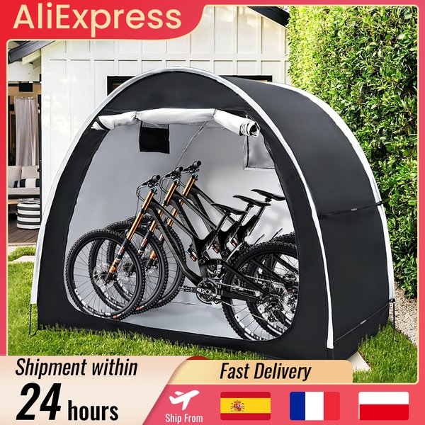 Fahrrad-Aufbewahrungsschuppen für 1-4 Fahrräder, tragbares wasserdichtes Fahrrad-Schutzzelt 220x150x185cm, 210D Oxford-Gewebe, faltbare Sonnenschutzabdeckung für Motorräder, Gartengeräte