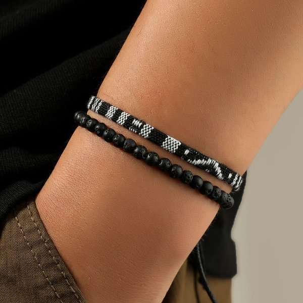 2-teiliges handgewebtes Sommer-Strand-Armband-Set von Bohemian Surfer, verstellbares, wasserdichtes Weihnachtsgeschenk für Männer und Frauen.