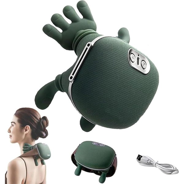 USB-wiederaufladbares Nacken- und Schultermassagegerät, 2000 mAh Akku, 3 Massagemodi, 2 Heizstufen, 40 ° C/45 ° C Heißkompressions-4D-Knetmassagegerät, ergonomisch, kabellos, für Zuhause, Büro und
