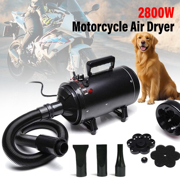 Dog Hair Dryer 2800W Professional Pet Dog Grooming Dryer, Car Blower Duster with 0.8-2.5m Flexible Hose, Motorcycle Power Dryer with 3 Different Nozzles Pet Grooming Brush, High Pressure for Detailing