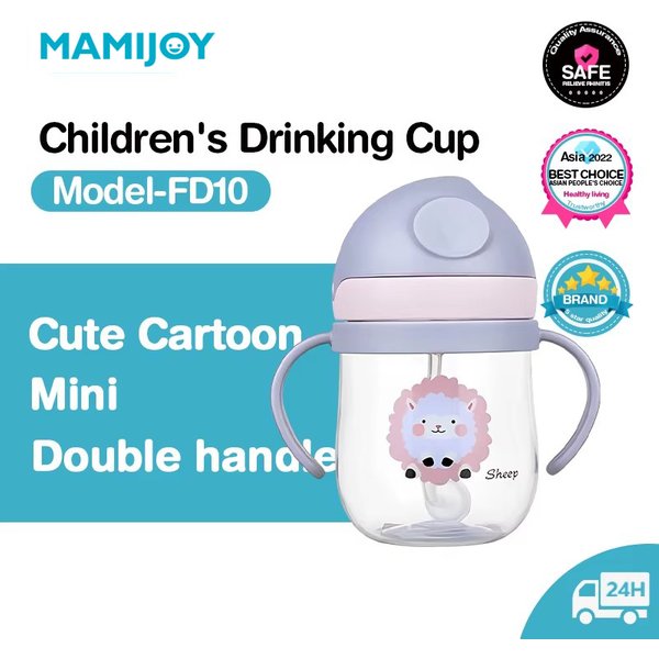 MAMIJOY BY01 250 ml Kinder-Wasser-Schnabeltasse, Baby-Fütterungsbecher mit Strohhalmen, auslaufsichere Wasserflasche, tragbare Kinderbecher im Freien