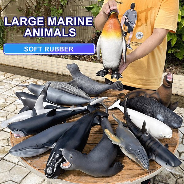 Big Marine Life Tiere Buckel Delphin Killer Blue Whale Shake Cachalot Modell Actionfiguren Ozean Schildkröte Pinguin Educat Spielzeug