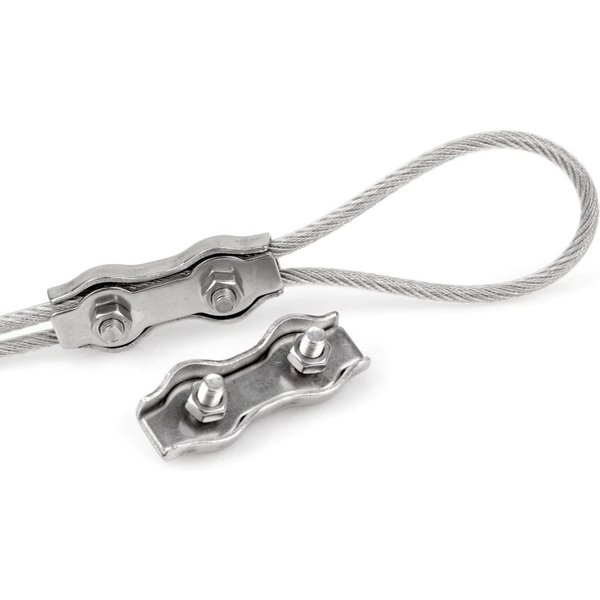 5 Stück 304 Edelstahl-Drahtseilklemmen, Doppelclip-Befestigungskabelverbinder für 2 mm, 3 mm, 4 mm, 5 mm, 6 mm, 8 mm Drahtseil