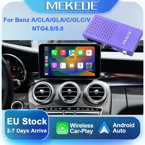 Module de mise à niveau d’écran OEM Carplay MEKEDE pour Mercedes-Benz A/CLA/GLA/C/GLC/V Class W176 W117 W156 W205 W447 X253, système double, Android AUTO sans fil, prise en charge de la fonction